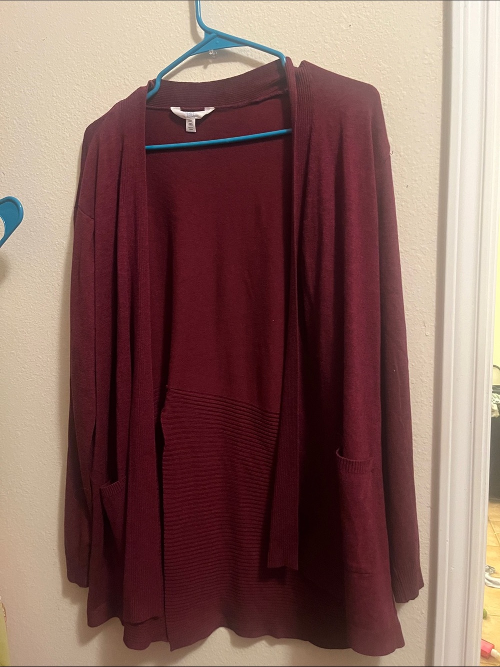 Classic Open-Front Burgundy Women's Cardigan Sweater